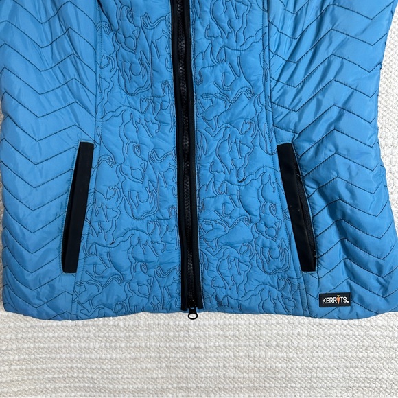 KERRITS blue quilted zip front equestrian winter vest S - Picture 3 of 8